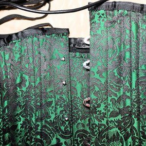 Green and Black Brocade Corset